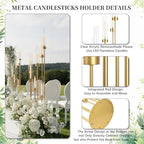 4 Sets Gold Floor Candelabra Centerpieces for Wedding in Gold, alternate view 5