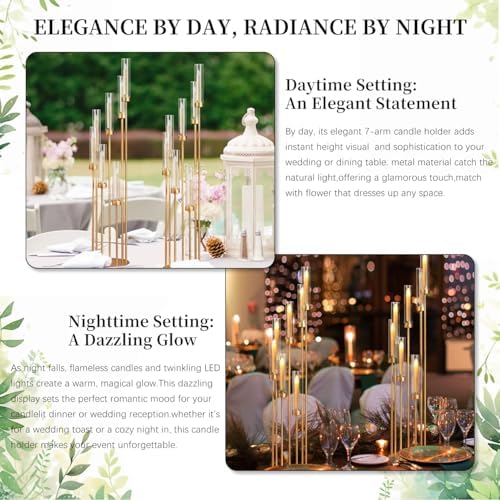 4 Sets Gold Floor Candelabra Centerpieces for Wedding in Gold, alternate view 6