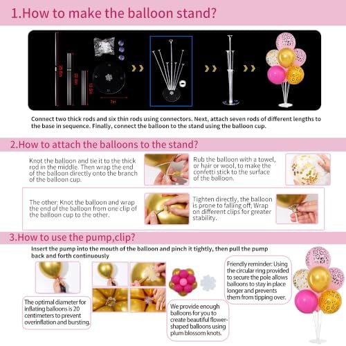 4 Sets Hot Pink Cheetah Print Balloons Stand Kit for Table in 4 Count (Pack of 1) in Hot Pink Cheetach Print, alternate view