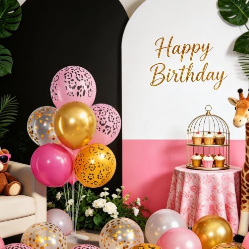 4 Sets Hot Pink Cheetah Print Balloons Stand Kit for Table in 4 Count (Pack of 1) in Hot Pink Cheetach Print, alternate view