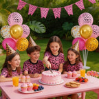 4 Sets Hot Pink Cheetah Print Balloons Stand Kit for Table in 4 Count (Pack of 1) in Hot Pink Cheetach Print, alternate view