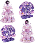 4 Sets Kpop Theme Ferris Wheel Centerpieces and Cupcake & Candy Stands in purple