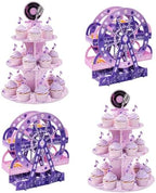 4 Sets Kpop Theme Ferris Wheel Centerpieces and Cupcake & Candy Stands in purple