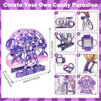 4 Sets Kpop Theme Ferris Wheel Centerpieces and Cupcake & Candy Stands in purple, alternate view 3