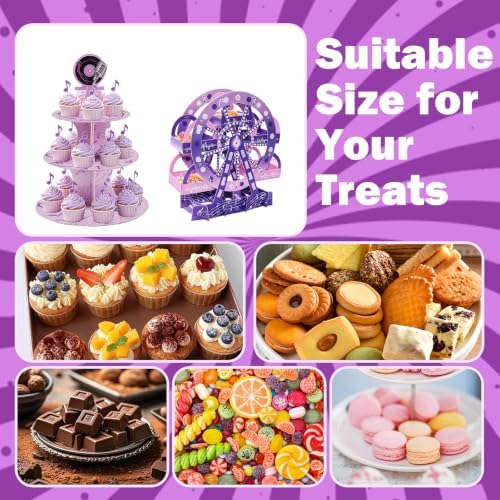 4 Sets Kpop Theme Ferris Wheel Centerpieces and Cupcake & Candy Stands in purple, alternate view 5