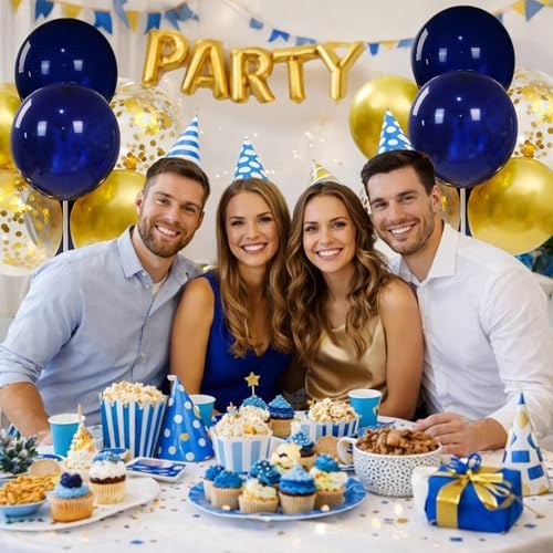 4 Sets Navy Blue Gold Balloon Centerpieces for Table, Blue Gold Party Decor in Blue Gold, alternate view 2