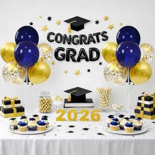 4 Sets Navy Blue Gold Balloon Centerpieces for Table, Blue Gold Party Decor in Blue Gold, alternate view 6
