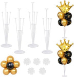 4 Sets of Table Balloon Stand Kit, 1 Roll of Glue and 5 Flower Clips for Birthday, Celebration and Party