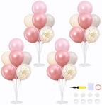 4 Sets Pearl Pink Sand White Balloons Stand for Table Centerpieces in 4 Count (Pack of 1) in Pearl White Pink