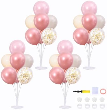 4 Sets Pearl Pink Sand White Balloons Stand for Table Centerpieces in 4 Count (Pack of 1) in Pearl White Pink
