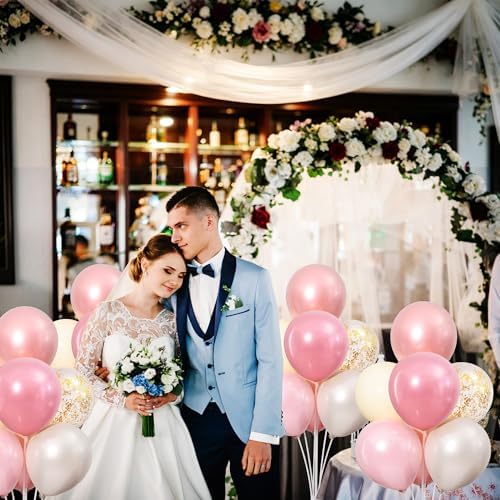4 Sets Pearl Pink Sand White Balloons Stand for Table Centerpieces in 4 Count (Pack of 1) in Pearl White Pink, alternate view