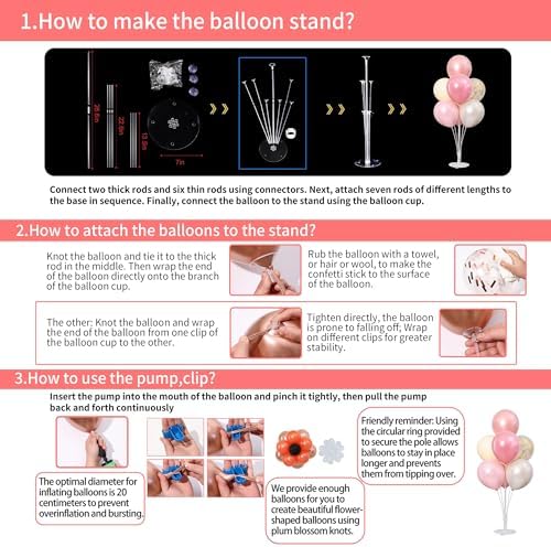 4 Sets Pearl Pink Sand White Balloons Stand for Table Centerpieces in 4 Count (Pack of 1) in Pearl White Pink, alternate view