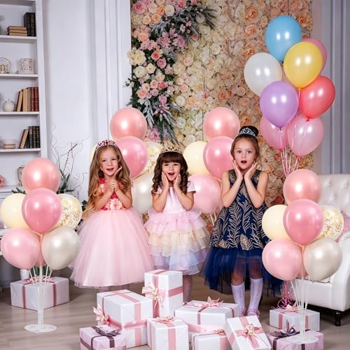 4 Sets Pearl Pink Sand White Balloons Stand for Table Centerpieces in 4 Count (Pack of 1) in Pearl White Pink, alternate view