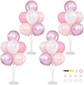 4 Sets Pink and White Balloons Stands Balloon Centerpieces for Table in 10 inches in Pearl Pastel Light Pink