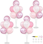4 Sets Pink and White Balloons Stands Balloon Centerpieces for Table in 10 inches in Pearl Pastel Light Pink