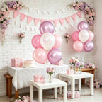 4 Sets Pink and White Balloons Stands Balloon Centerpieces for Table in 10 inches in Pearl Pastel Light Pink, alternate view