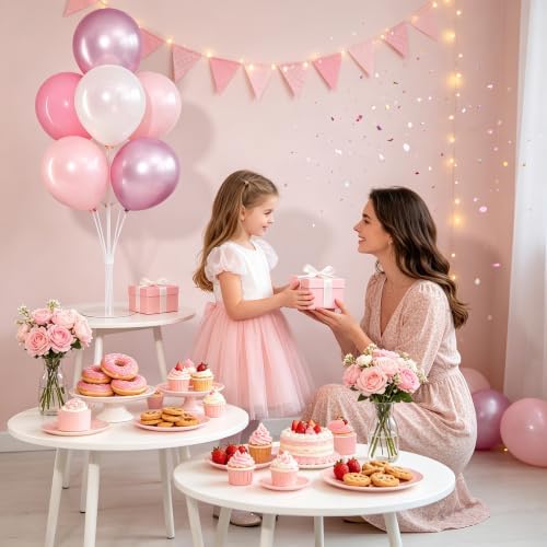 4 Sets Pink and White Balloons Stands Balloon Centerpieces for Table in 10 inches in Pearl Pastel Light Pink, alternate view