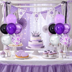 4 Sets Purple Black Silver Balloon Stand Kits for Table Centerpieces in Purple Black Silver, alternate view 2
