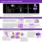 4 Sets Purple Black Silver Balloon Stand Kits for Table Centerpieces in Purple Black Silver, alternate view 5