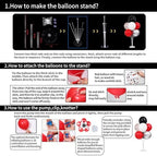 4 Sets Red Black Balloons Stand for Table in 8 inches in Red Black White Silver, alternate view 5