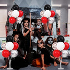 4 Sets Red Black Balloons Stand for Table in 8 inches in Red Black White Silver, alternate view 6