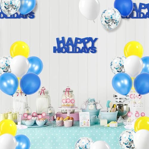 4 Sets Yellow and Blue Balloons Stand Kit for Table in 4 Count (Pack of 1) in Blue Yellow White, alternate view 7