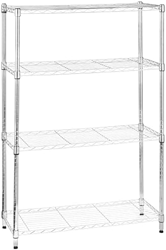 4-Shelf Adjustable Heavy Duty Steel Wire Rack Storage Shelving Unit for Kitchen, Garage, Easy Assembly, 350 lbs
