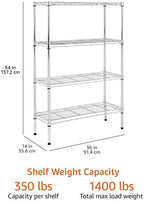 4-Shelf Adjustable Heavy Duty Steel Wire Rack Storage Shelving Unit for Kitchen, Garage, Easy Assembly, 350 lbs, alternate