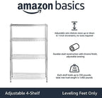 4-Shelf Adjustable Heavy Duty Steel Wire Rack Storage Shelving Unit for Kitchen, Garage, Easy Assembly, 350 lbs, alternate