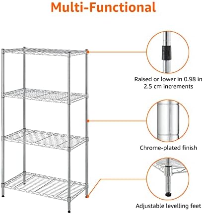 4-Shelf Adjustable Storage Shelving Unit for Garage, Steel Wire Rack, 200 Pound Loading Capacity per Shelf, alternate view 7