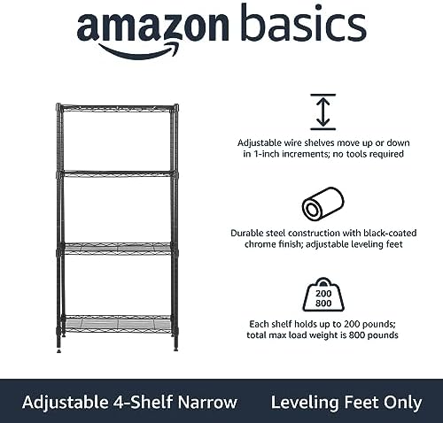 4-Shelf Steel Wire Storage Shelves for Garage, Adjustable Metal Shelving Unit, 200 lbs Per Shelf, 23.2" W x 48", alternate