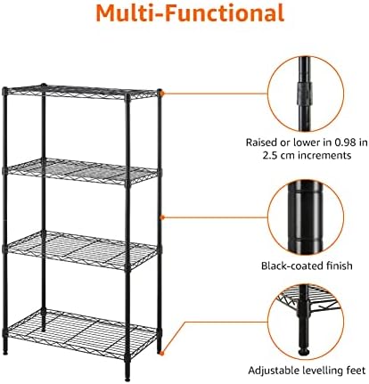 4-Shelf Steel Wire Storage Shelves for Garage, Adjustable Metal Shelving Unit, 200 lbs Per Shelf, 23.2" W x 48", alternate
