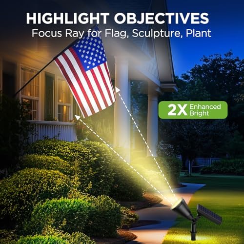 4 Solar Lights Outdoor Spot Garden Yard Landscape Flag, Warm White in Warm White, alternate view 3