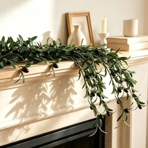4 Strands Faux Olive Branches Garland 67IN Greenery Garland for Table Decor