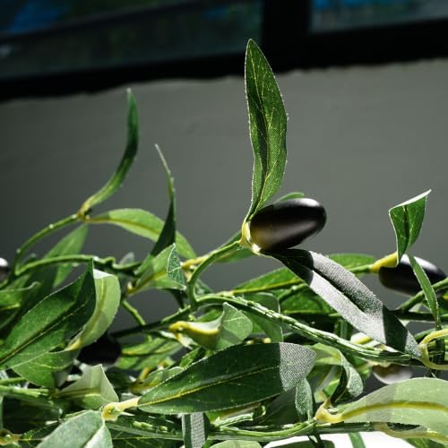 4 Strands Faux Olive Branches Garland 67IN Greenery Garland for Table Decor, alternate view 2