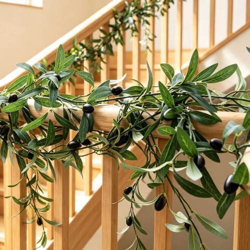 4 Strands Faux Olive Branches Garland 67IN Greenery Garland for Table Decor, alternate view 5