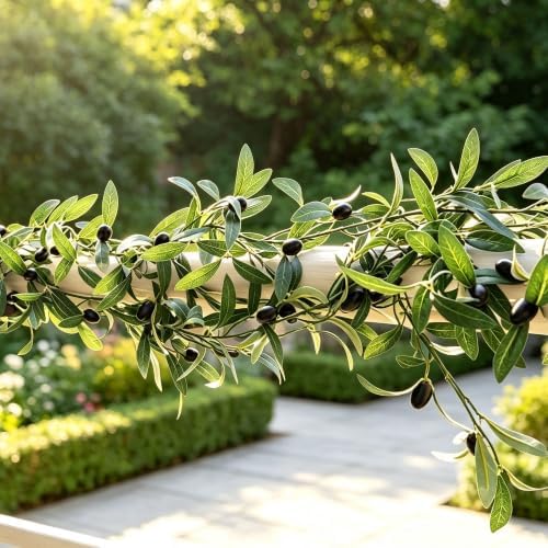 4 Strands Faux Olive Branches Garland 67IN Greenery Garland for Table Decor, alternate view 7