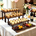 4 Tier 16" Large Wood Cupcake Stand, Portable Rustic Tray for Party in Retro Color
