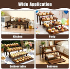 4 Tier 16" Large Wood Cupcake Stand, Portable Rustic Tray for Party in Retro Color, alternate view 3