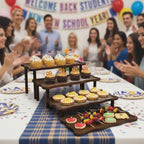 4 Tier 16" Large Wood Cupcake Stand, Portable Rustic Tray for Party in Retro Color, alternate view 5