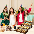 4 Tier 16" Large Wood Cupcake Stand, Portable Rustic Tray for Party in Retro Color, alternate view 7
