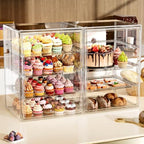 4 Tier Acrylic Cupcake Display Case Stand with Slide-Out Tray in Clear, alternate view 2