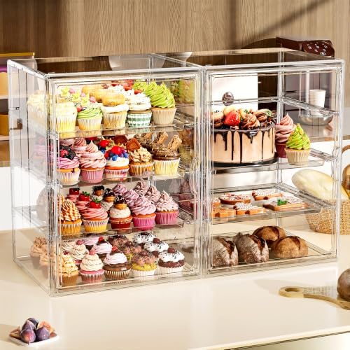 4 Tier Acrylic Cupcake Display Case Stand with Slide-Out Tray in Clear, alternate view 2