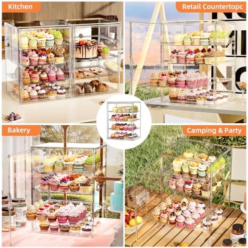 4 Tier Acrylic Cupcake Display Case Stand with Slide-Out Tray in Clear, alternate view 4