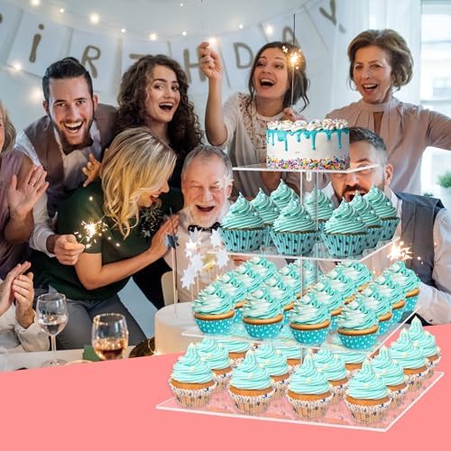 4 Tier Acrylic Cupcake Stand, Premium Cupcake Holder, Acrylic Cupcake Tower Display Cady Bar Party Décor â, alternate view 5