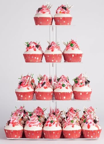 4 Tier Acrylic Cupcake Stand, Premium Cupcake Holder, Acrylic Cupcake Tower Display Cady Bar Party Décor â, alternate view 7