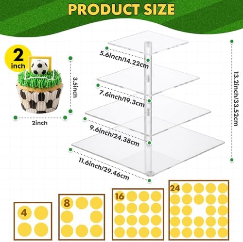4 Tier Acrylic Cupcake Stand with LED Warm Yellow Lights - Premium Dessert Tower Display for 50-52 Cupcakes, alternate view 3