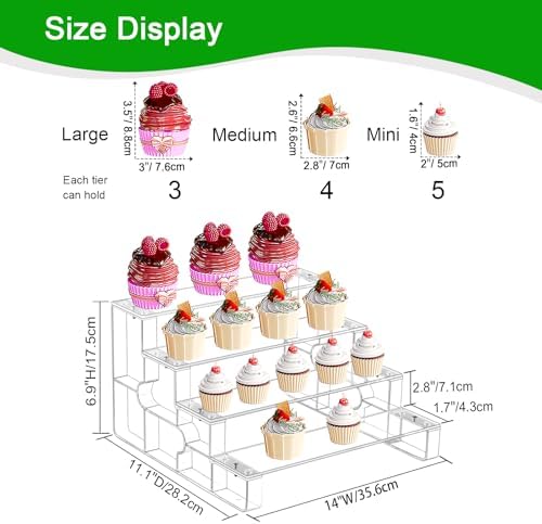 4‐Tier Acrylic Display Riser, Clear Cupcake Stand, Perfume Organizer in Clear, alternate view 3