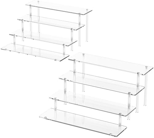 4 Tier Acrylic Display Risers, Clear Perfume Organizer, Cupcake Stand in 15.3x7.6x5.8 inch in Clear