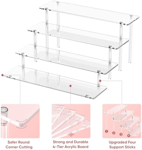 4 Tier Acrylic Display Risers, Clear Perfume Organizer, Cupcake Stand in 15.3x7.6x5.8 inch in Clear, alternate view 4